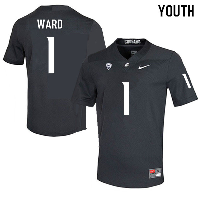 Youth #1 Cameron Ward Washington State Cougars College Football Jerseys Sale-Charcoal - Click Image to Close